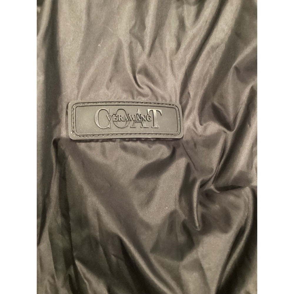 Vera Wang Black Hooded Longline Jacket Raincoat Windbreaker Shiny - Large - Picture 5 of 8
